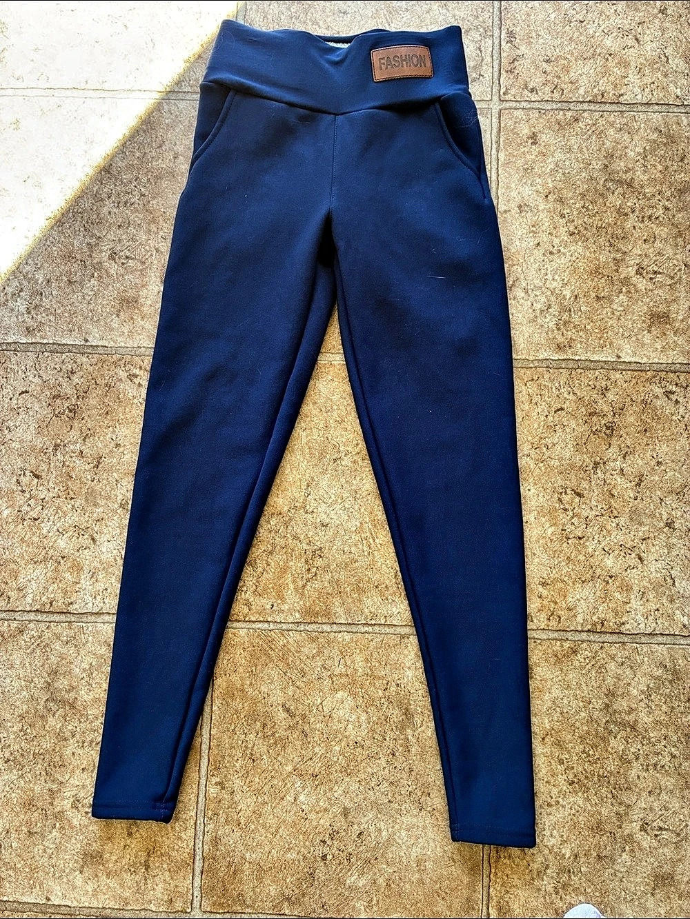 FASHION Women’s Small Blue Fleece-Lined Leggings